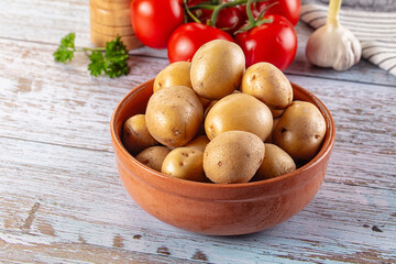 Uncooked raw yellow baby potato