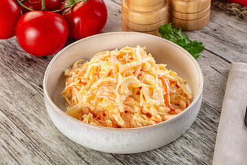 Vegan Coleslaw salad with cabbage and carrot