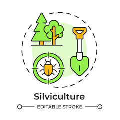 SIlviculture multi color concept icon. Pest control. Tree planting, ecosystem growth. Round shape line illustration. Abstract idea. Graphic design. Easy to use in brochure, booklet © IMG visuals icons