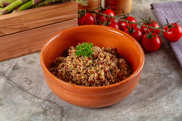 Boiled quinoa cereal in the bowl