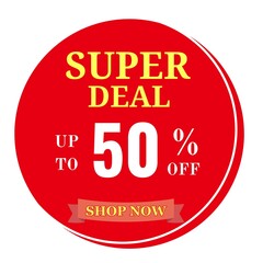 Super deal sale banner, upto 50% off, marketing promotion banner design