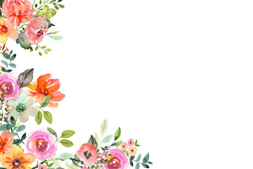 Watercolor flowers background vector for design.