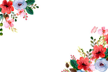 Watercolor flowers background vector for design.
