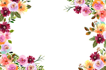 Watercolor flowers background vector for design.