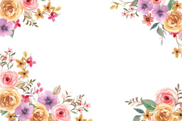 Watercolor flowers background vector for design.