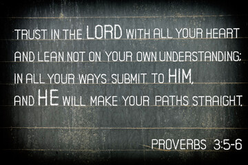 The Bible verse Proverbs 3:5-6 on Chalkbaord.