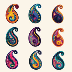 Elegant paisley vector pattern set on white