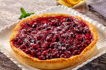 Tasty homemade pie with cherry