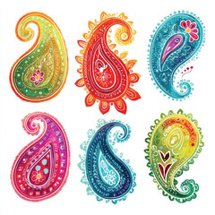 Elegant paisley vector pattern set on white background