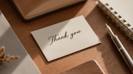 Appreciation gesture notes office desk thank you card warm environment close-up view gratitude concept
