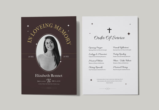 Elegant Funeral Program and Obituary Template