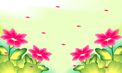 Abstract art background foliage luxury minimal background with flower line illustration art