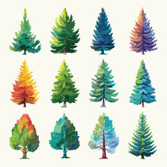 Obraz premium Isolated pine tree illustration on white background