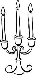 Hand Drawn Candlestick, Whimsical Wedding Doodle Illustration