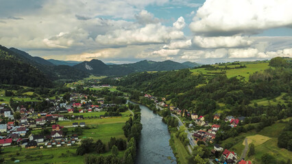 Quiet village and river surrounded by nature