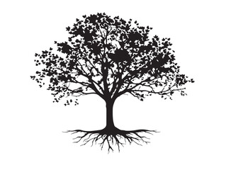 Stylized Autumn Maple Tree With Exposed Root System Vector