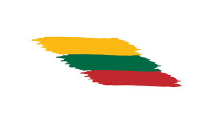 Lithuania Flag Brush Stroke – Transparent PNG Artistic National Symbol for Global Creative Projects and Design