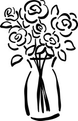 Hand Drawn Flower Vase, Whimsical Wedding Doodle Illustration