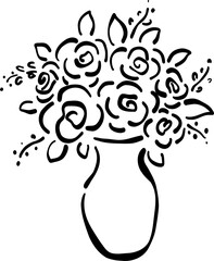 Hand Drawn Flower Vase, Whimsical Wedding Doodle Illustration