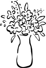 Hand Drawn Flower Vase, Whimsical Wedding Doodle Illustration