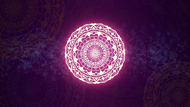 Mandal abstract purple energy glowing design