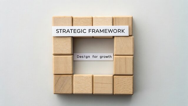 Strategic Framework for Business Development with Wooden Blocks and Clear Message for Design Focused Growth