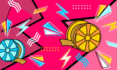  Geometric  abstract pop art background in flat designstract art background design