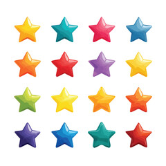 Obraz premium Collection of star illustrations on white background