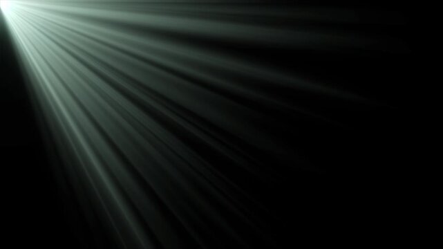 Top left side sun rays on green screen. bright light lens flare effect, Beams lights on stage with green screen background. Top center sun rays or god bless rays on green screen. flashing light effect