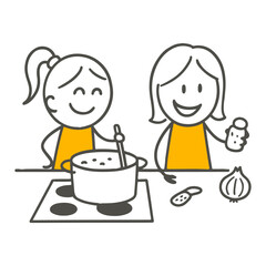 The Joy of Cooking Together in the Kitchen The Happiness of Adding Spices to the Flavor Simmering in the Pot.
