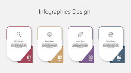 Infographics design business template. timeline with 4 steps, options. can be used for workflow diagram, info chart, web design. vector illustration