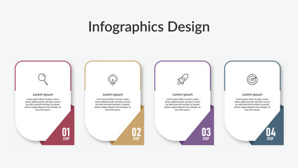 Infographics design business template. timeline with 4 steps, options. can be used for workflow diagram, info chart, web design. vector illustration