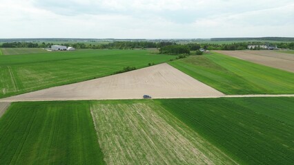 Top view of SUV on rural road