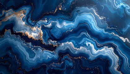 Obraz premium Galaxy Inspired Marble Texture with Deep Blue and Silver Veins