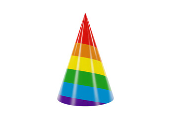 Rainbow Cone Party Hat isolated on transparent background
