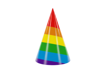 Rainbow Cone Party Hat isolated on transparent background