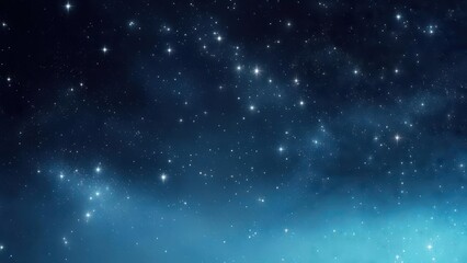 A deep, starry night sky with a gradient of blue and ethereal clouds