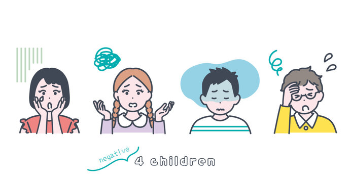 残念　子どもたち　ネガティブ　アイコン　イラスト