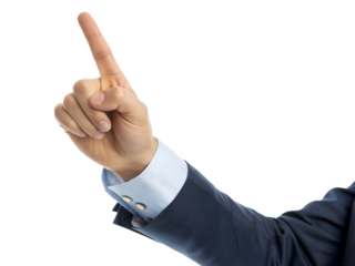 Hand in Business Shirt Pointing Upward – Professional PNG on Transparent Background