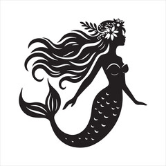 Mermaid siren silhouette ancient mythology fantasy