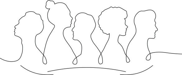 Empowering women together with a modern line art design that celebrates diversity and feminine strength, perfect for social causes, wellness brands, and inclusive communities