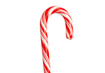 Closeup of a Peppermint Candy Cane on a Black Background isolated on transparent background
