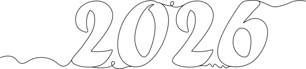 Celebrate the New Year 2026 with a stylish continuous line design for greeting cards, posters, and social media to bring joy and anticipation for a fresh start