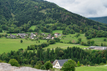 Obraz premium Small village in Savoie, in the Bauges mountain range, Alps, France