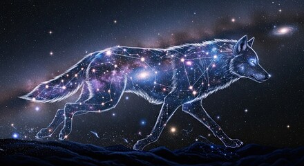 Cosmic Wolf Constellation Traversing the Galactic Landscape