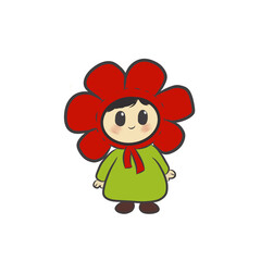 Cute Baby in Flower Costume Hand-Drawn Illustration.