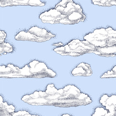 Clouds on the sky seamless pattern