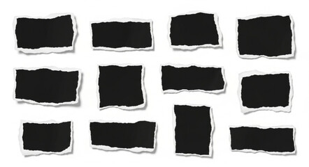 Jagged rectangle. Set of Paper torn, jagged edge rectangle shape. Rectangle torn paper shape. Headline, calligraphy border, isolated grunge header background. Rough edge rectangle frame. Vector