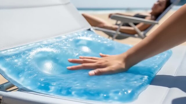 Relaxing day by the pool with a refreshing water bed.