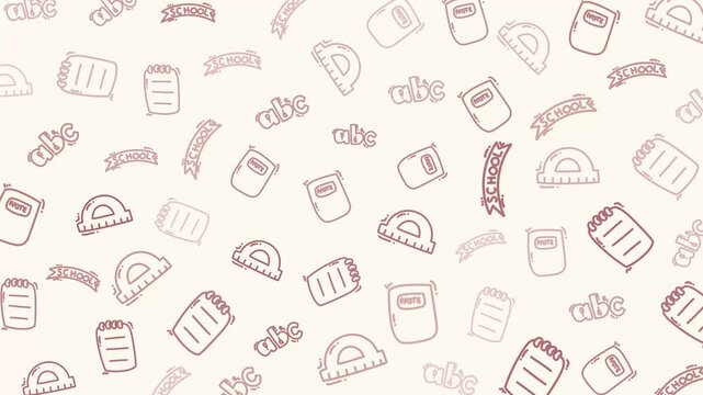 Doodle Supplies Pattern with Educational Elements &ndash; Notes, Books, ABC, and School Theme